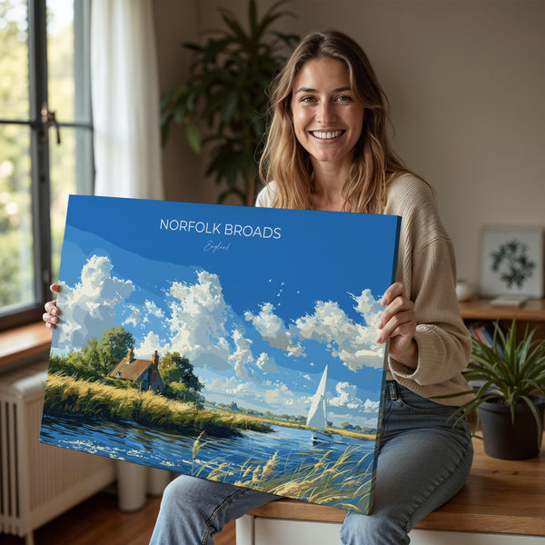 Norfolk Broads Landscape Print Wall Art, Travel Poster of Norfolk Broads, England, Art Gift, English Countryside Art Lovers Gift