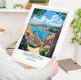 Falmouth Travel Print, Travel Poster of Falmouth, England, Cornwall Art, Falmouth Art Lovers Gift, Wall Art Print NQ Media Designs