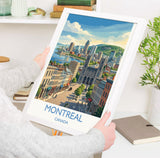 Montreal Canada Travel Poster, Montreal Skyline Wall Art, Old Montreal Print, Mount Royal Illustration, Quebec City Travel Decor