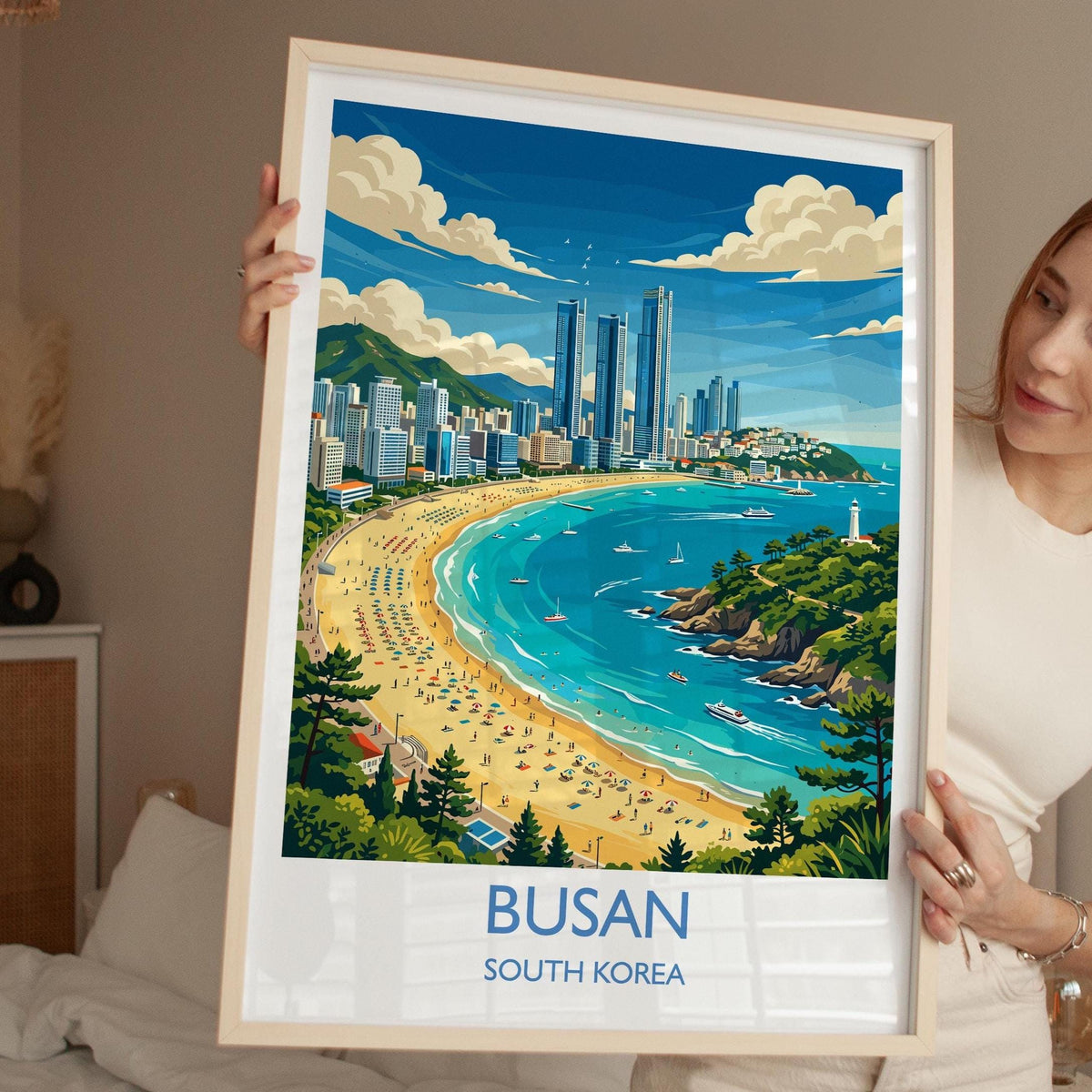 Busan Travel Print | Haeundae Coast, South Korea Wall Art