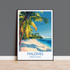 Maldives Travel Print, Travel Poster of Maldives, Indian Ocean Island Art, Maldives Wall Art Gift,