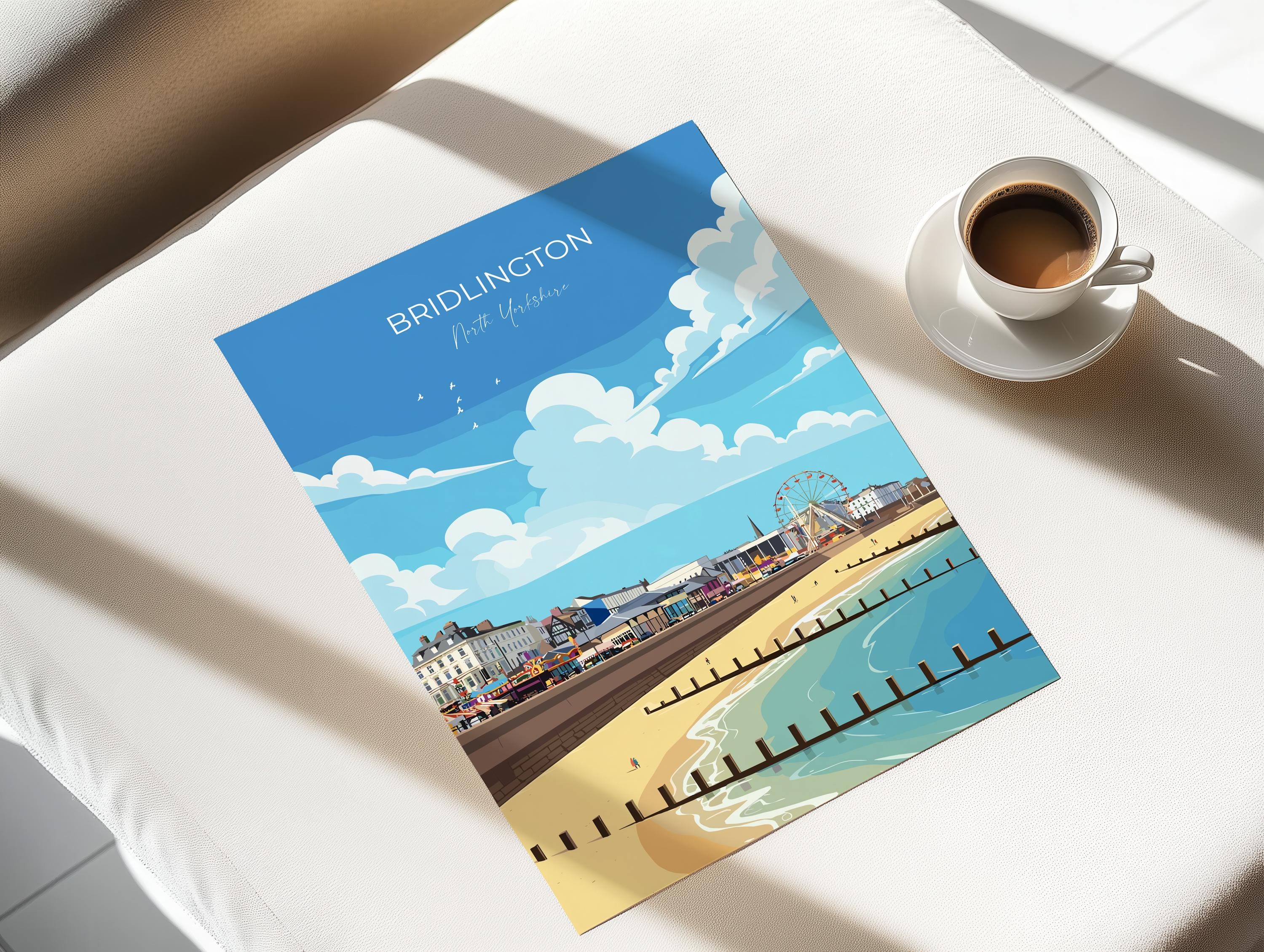 Bridlington Travel Poster, Travel Print of Bridlington, Yorkshire Gift, England, North Yorkshire Art, Bridlington Gift, Wall Art Print NQ Media Designs