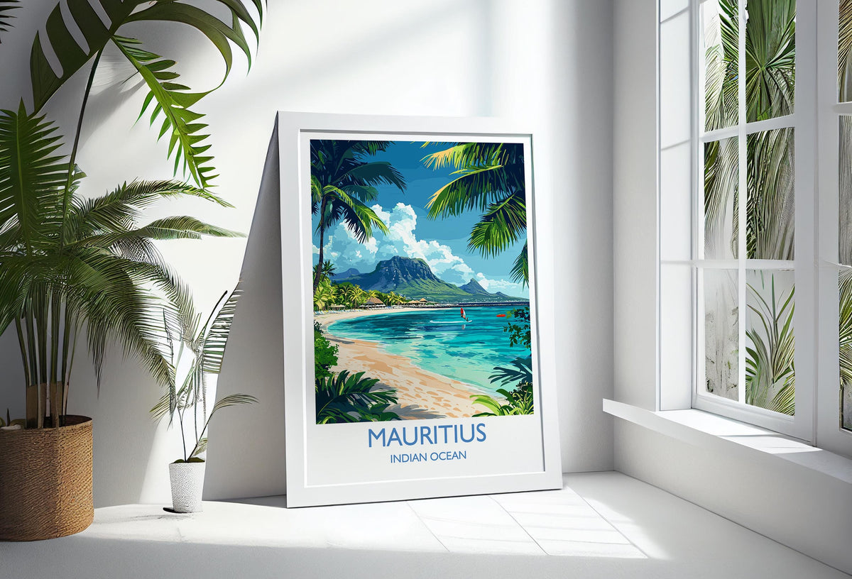 Mauritius Travel Print, Travel Poster of Mauritius, Indian Ocean Island Art, Mauritius Wall Art Gift, NQ Media Designs