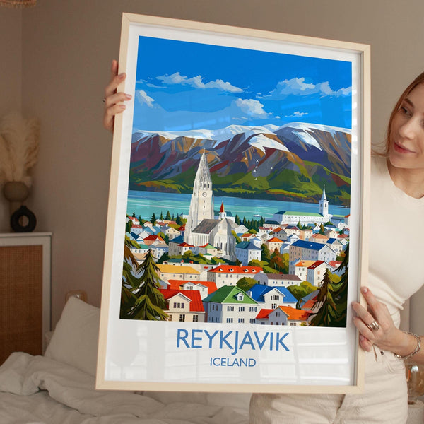 Reykjavik Poster Wall Art, Reykjavik Travel Print, Iceland Wall Art, Reykjavik Art Lovers Gift, Iceland Gift