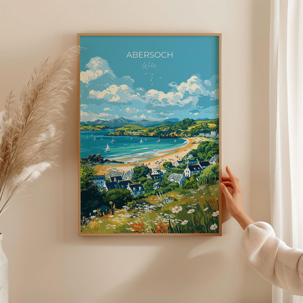 Abersoch Travel Poster Wall Art, Abersoch Travel Print, Wales, Welsh Art, Abersoch Art lovers Gift, Wall Art Print