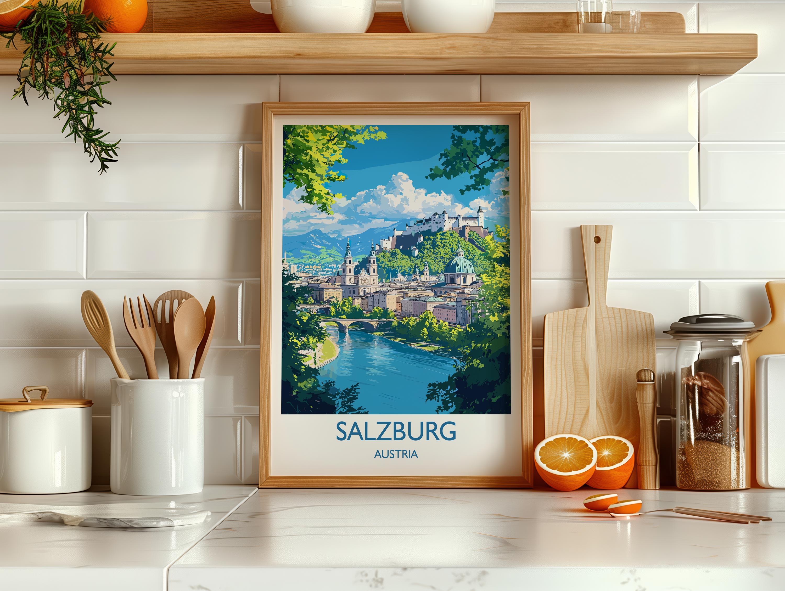 Salzburg Poster, Travel Print of Salzburg, Austria, Salzburg Art Gift, Travel Europe Gift NQ Media Designs