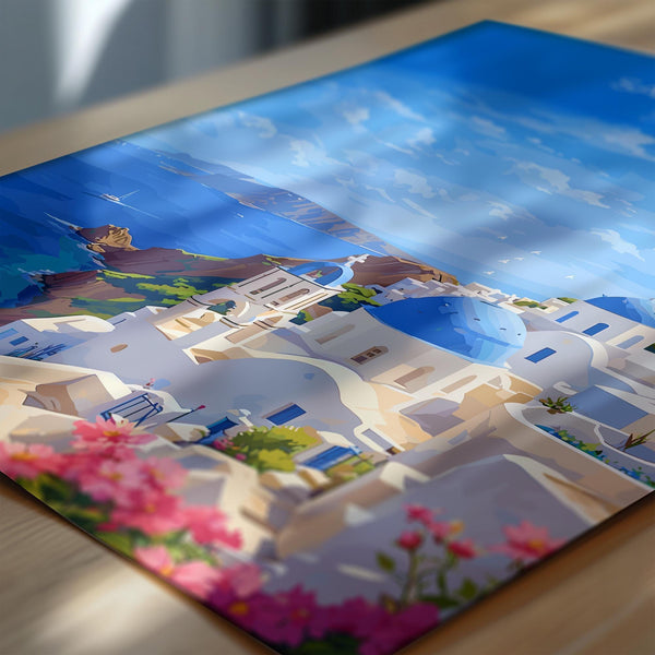 Santorini Travel Poster, Travel Print of Santorini, Greece Gift, Greek Islands Art Lovers Gift, Crete Gift Art, Wall Art Print