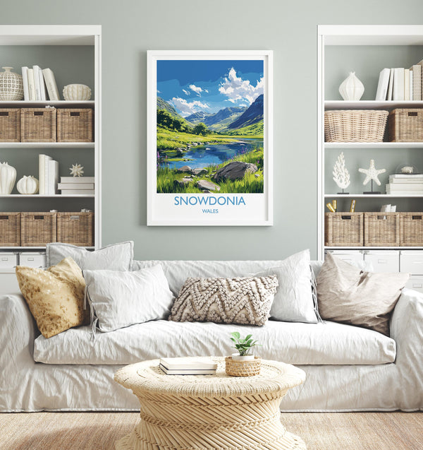 Snowdonia Travel Poster, Snowdonia Travel Print, Wales, Welsh Art, Snowdonia Gift, Wall Art Print