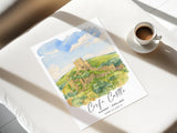 Corfe Castle Travel Print, Travel Poster of Corfe Castle, England, Corfe Castle Gift, Dorset Watercolour Gift, Wall Art Print NQ Media Designs