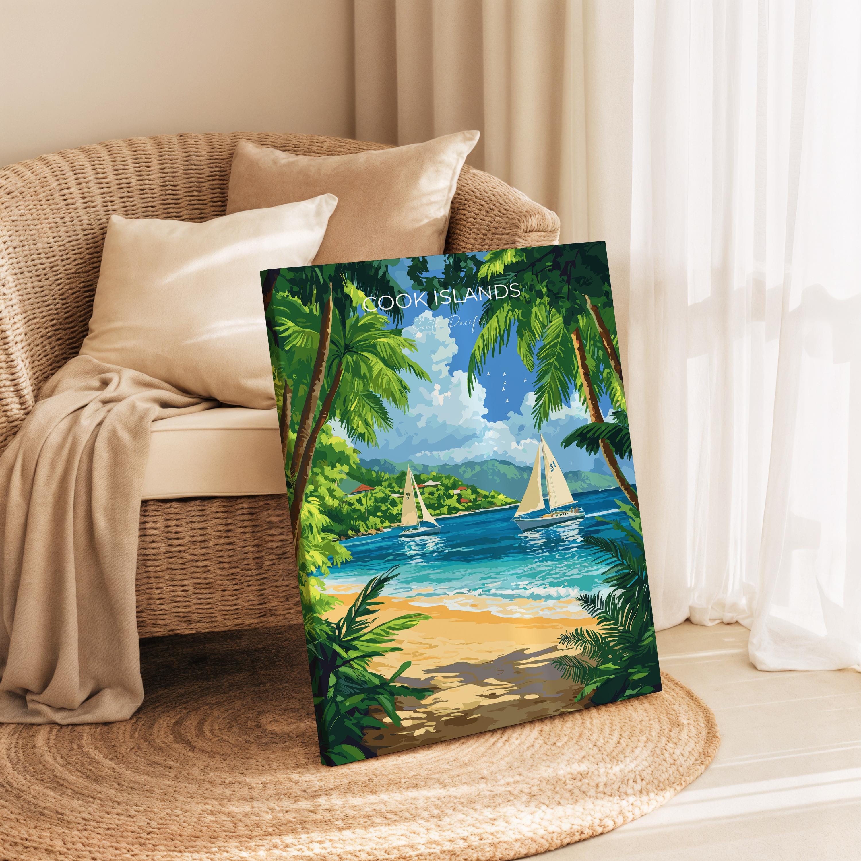 Cook Islands Travel Print Wall Art, Travel Poster of Cook Islands, South Pacific Islands Art Lovers Gift NQ Media Designs