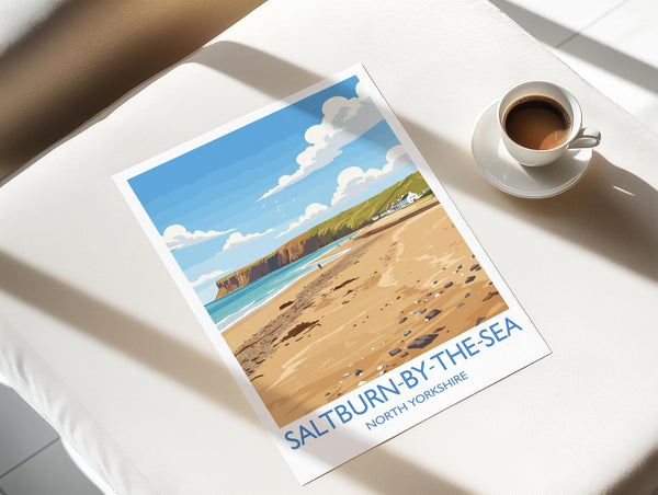 Saltburn by the Sea Travel Print, Travel Poster of Saltburn by the Sea, Yorkshire Gift, England, North Yorkshire Art, Saltburn Wall Art Gift
