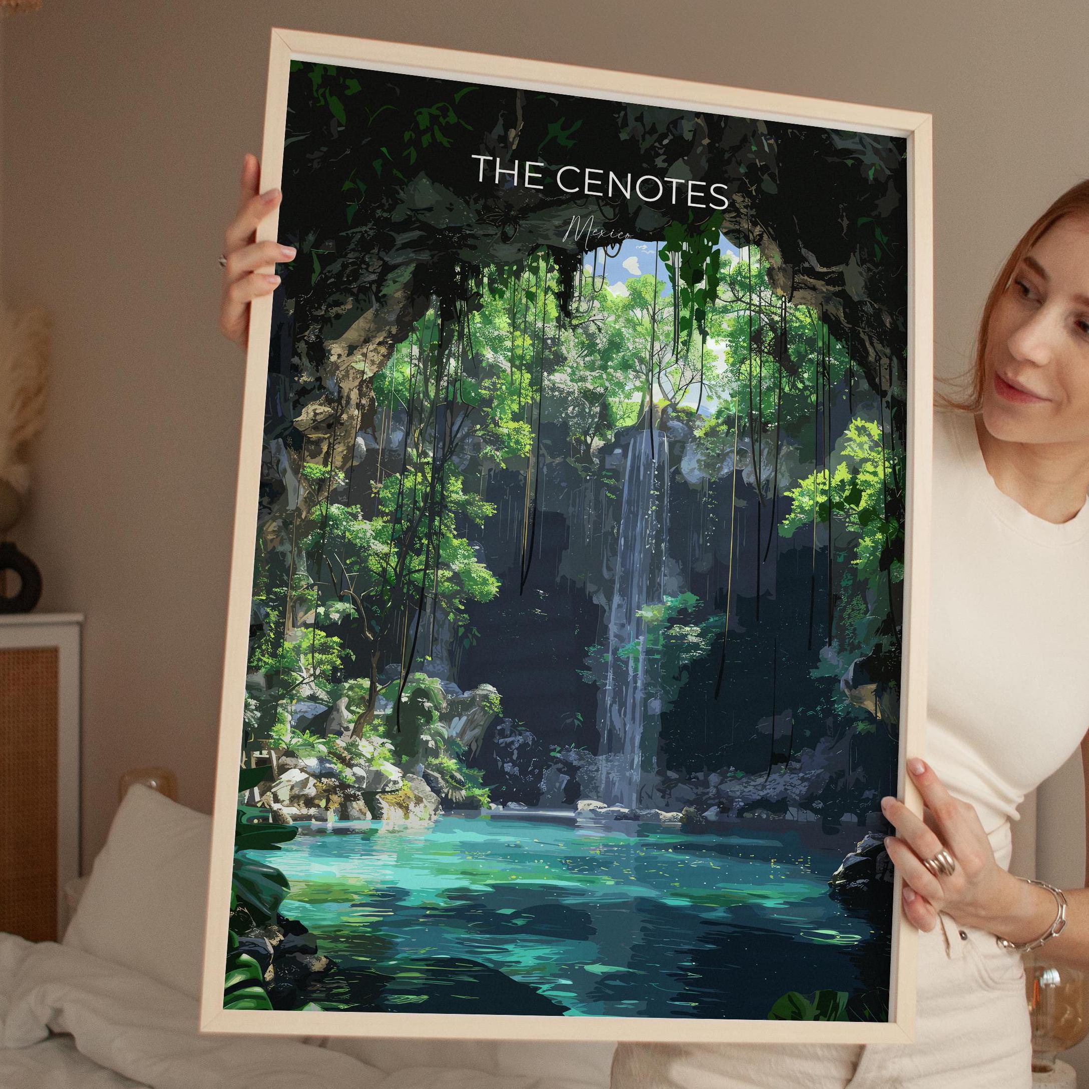 Cenotes of Yucatan Travel Poster, Mexico Travel Print Collection, Travel Wall Art, Cenotes Art Print Gift, Yucatan Art NQ Media Designs