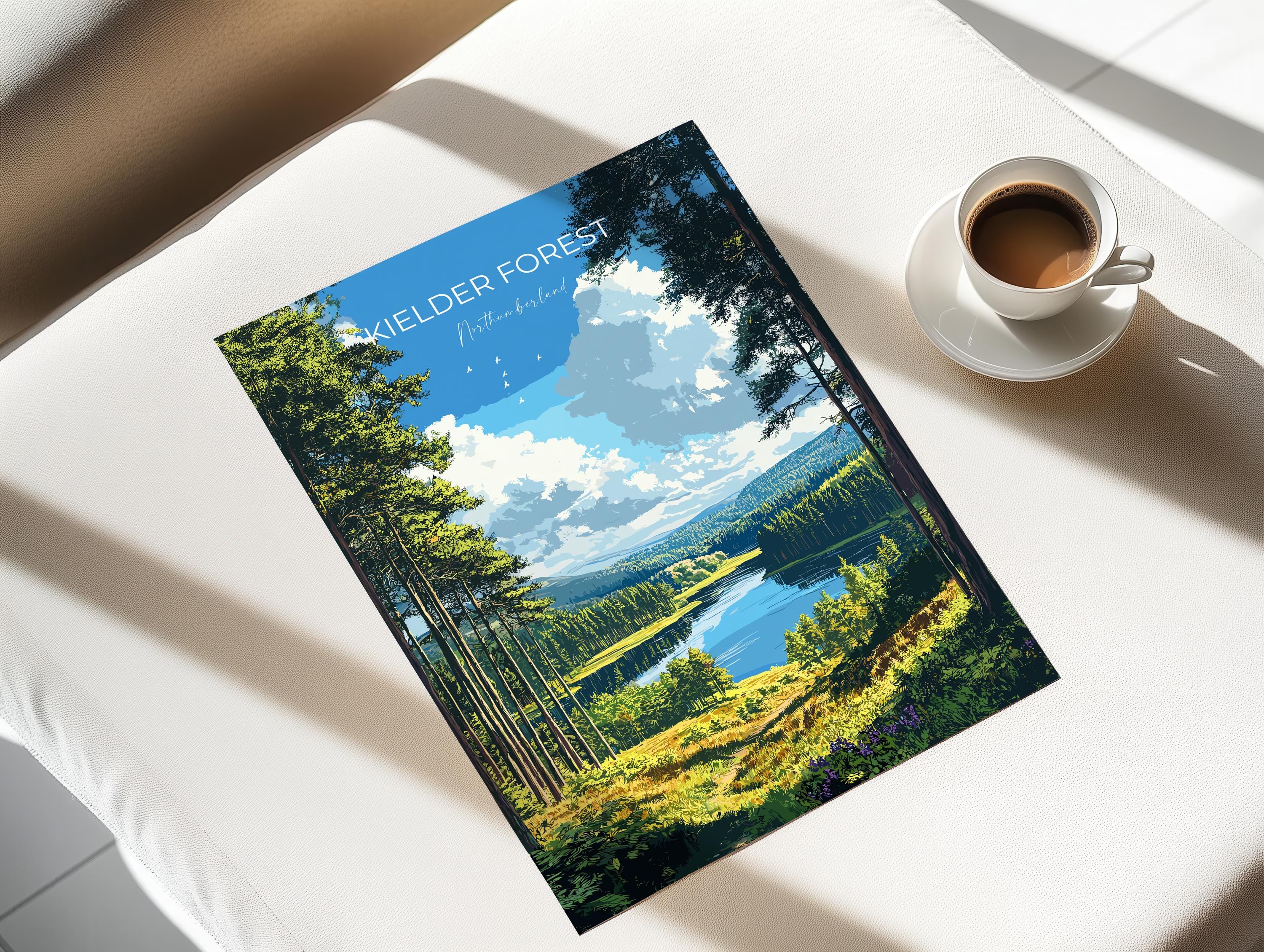 Kielder Forest Travel Print, Travel Poster of Kielder Forest, Kielder Water Reservoir, Kielder Forest Art, Northumberland Gift NQ Media Designs