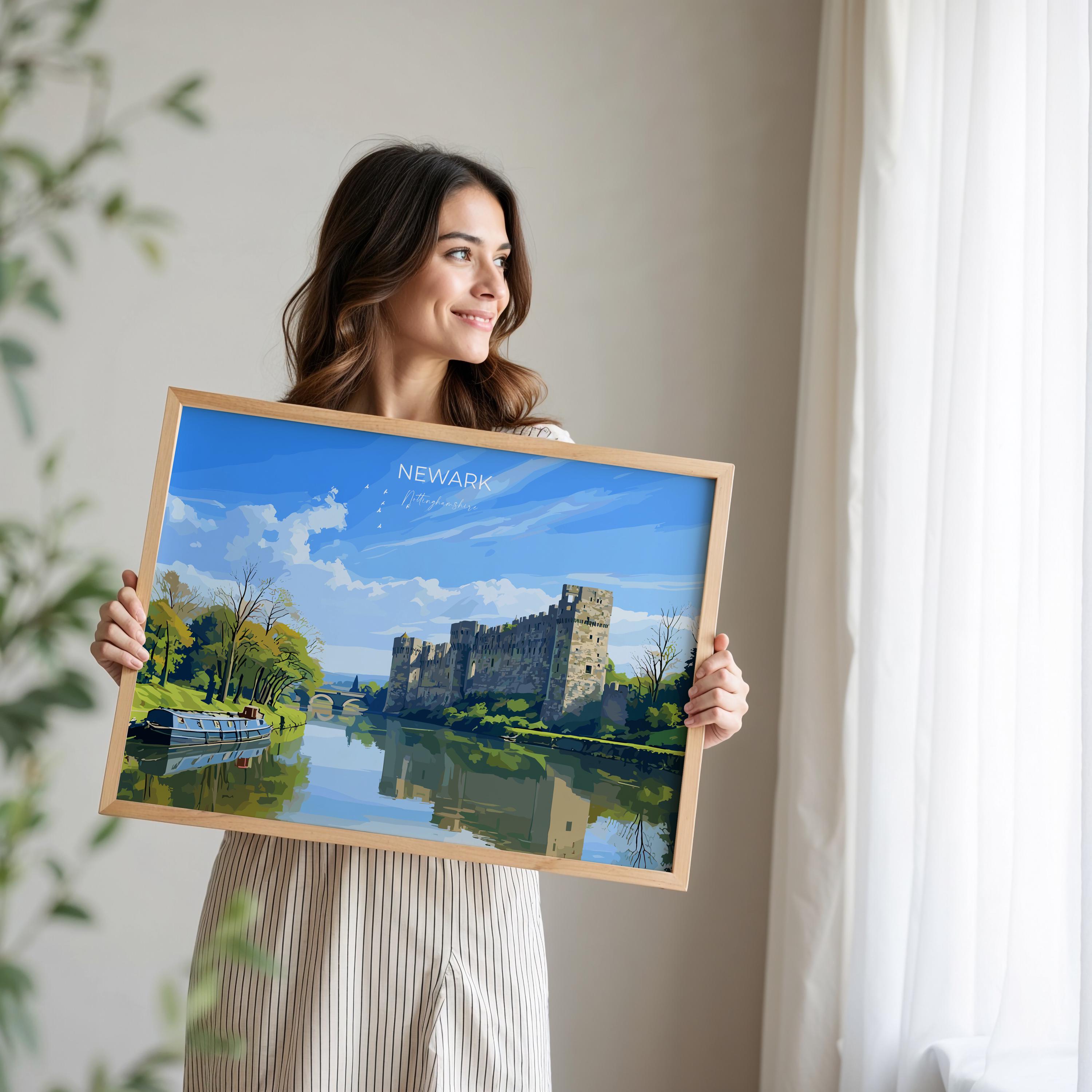 Newark Travel Print Landscape Wall Art, Travel Poster of Newark on Trent, Nottinghamshire, England, English Market Town Gift, Nottingham Art NQ Media Designs