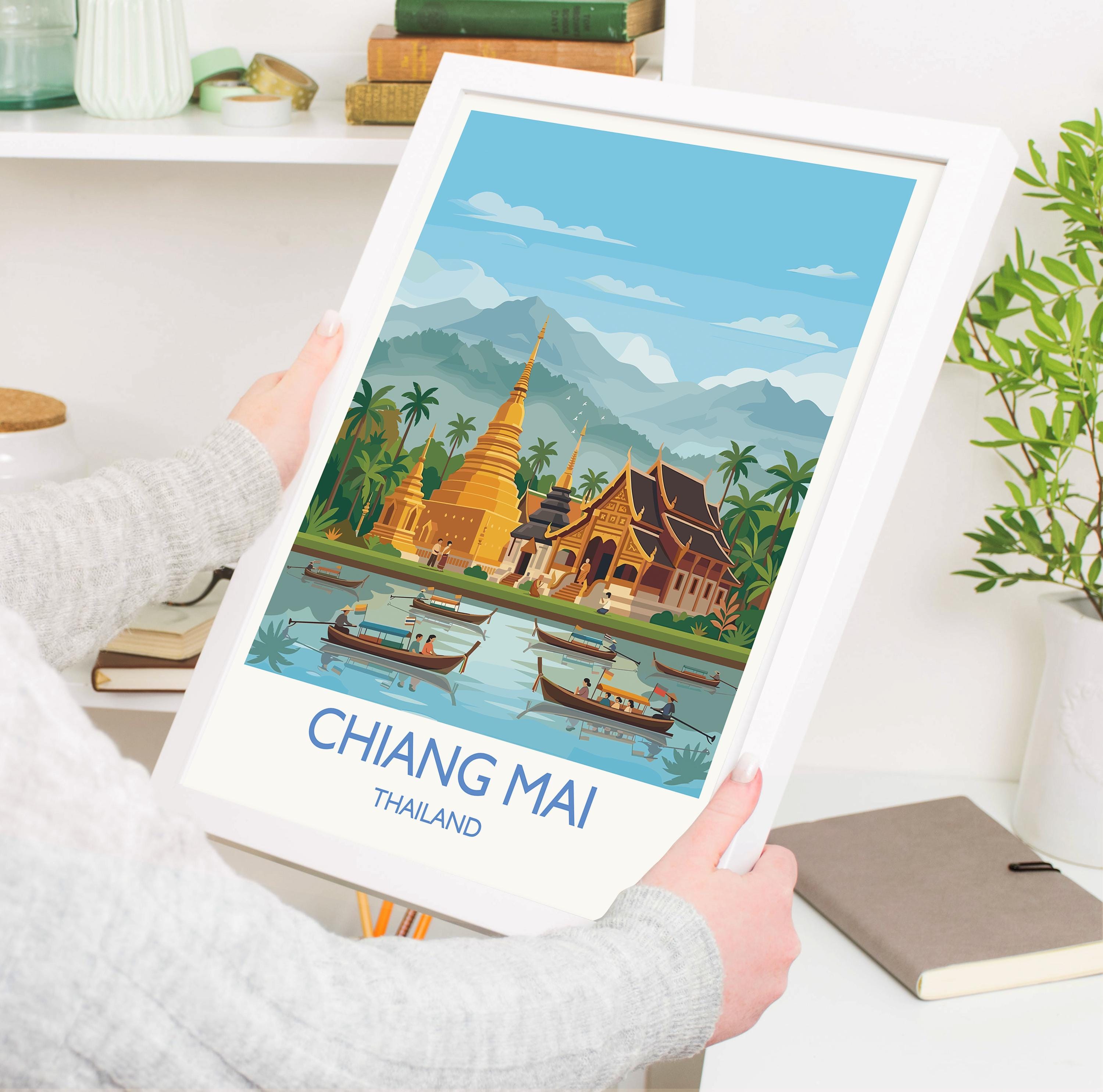 Chiang Mai Travel Print, Travel Poster of Chiang Mai, Thailand, Chiang Mai Art Lovers Gift, Wall Art Print NQ Media Designs