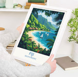Fiji Travel Poster Wall Art, Travel Print of Fiji, South Pacific Islands Art Lovers Gift NQ Media Designs