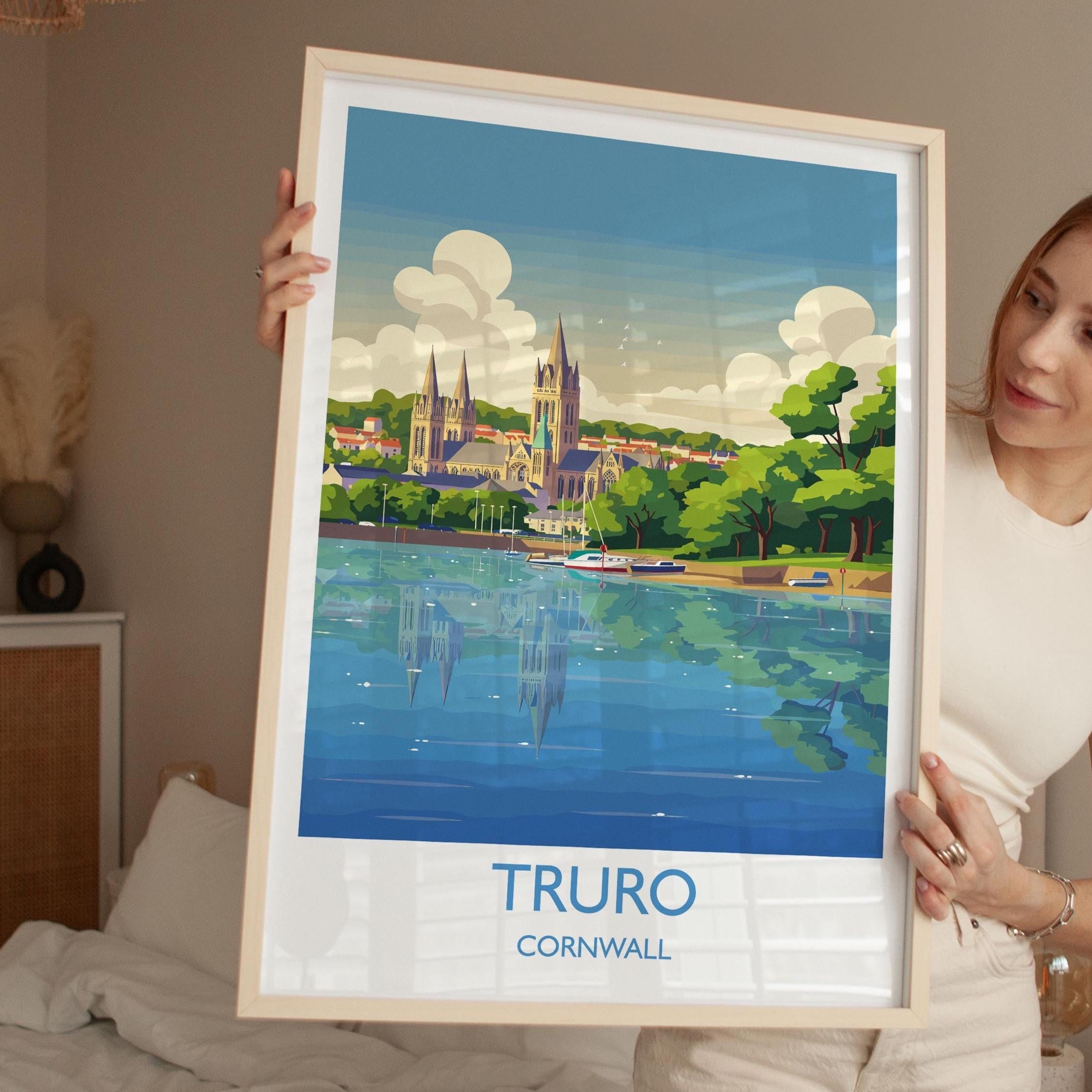 Truro Travel Print, Travel Poster of Truro, England, Cornwall Art, Truro Cathedral Art Lovers Gift, Wall Art Print NQ Media Designs