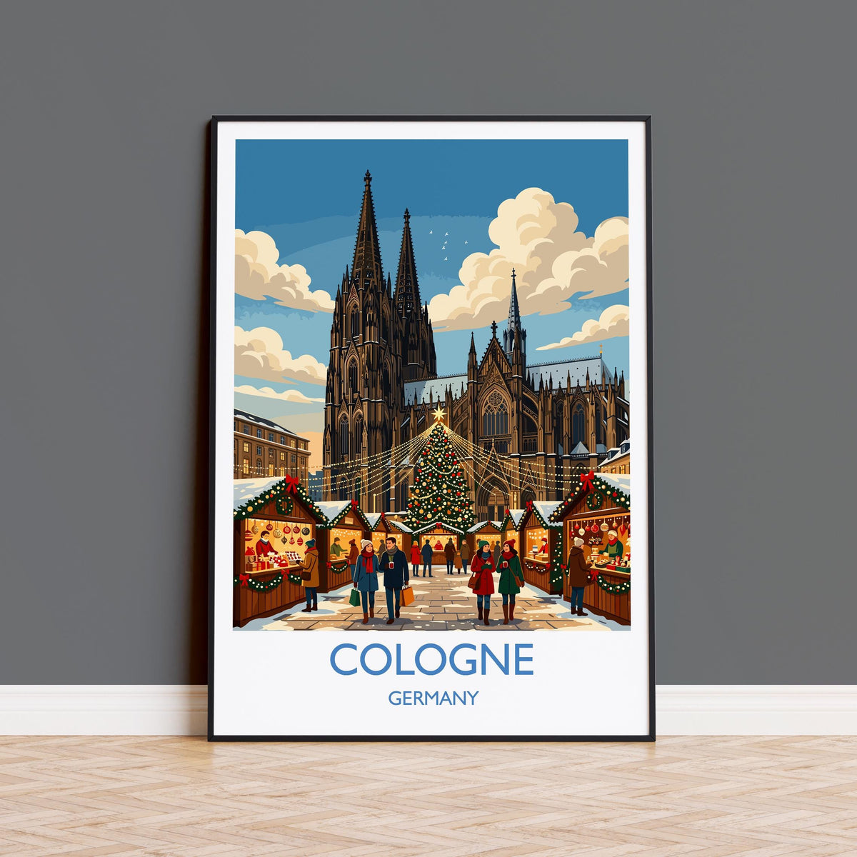 Cologne Christmas Travel Print | Cologne Cathedral, Germany Wall Art
