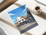 St Albans Travel Print Wall Art, Travel Poster of St Albans, Hertfordshire, England, English Cathedral City Gift NQ Media Designs