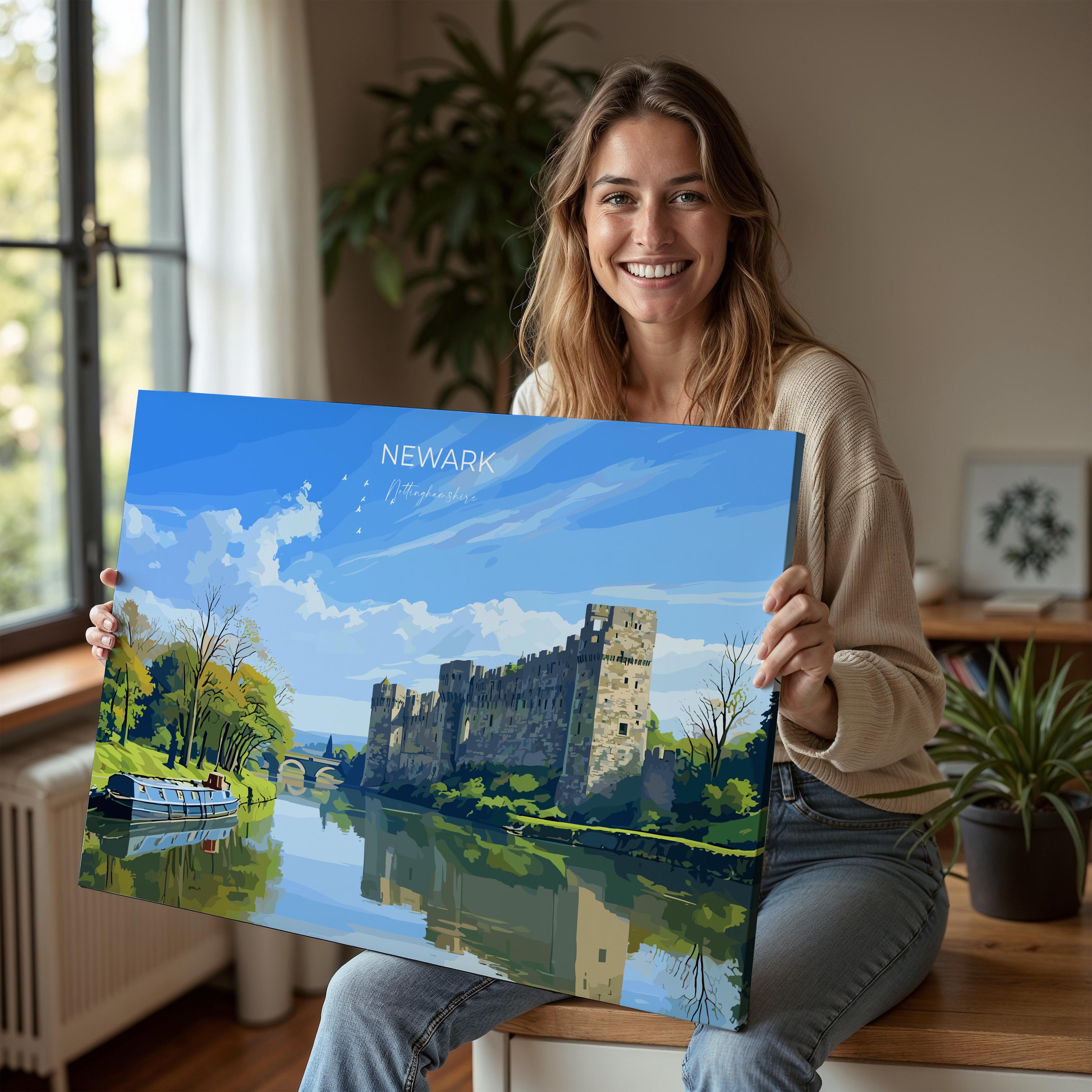 Newark Travel Print Landscape Wall Art, Travel Poster of Newark on Trent, Nottinghamshire, England, English Market Town Gift, Nottingham Art NQ Media Designs