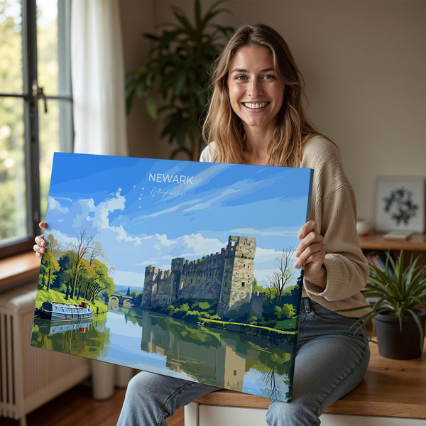 Newark Travel Print Landscape Wall Art, Travel Poster of Newark on Trent, Nottinghamshire, England, English Market Town Gift, Nottingham Art