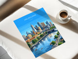 Melbourne Australia Poster, Victoria Wall Art, Yarra River Travel Print, Australian City Decor, Melbourne Gift