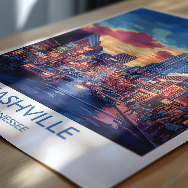 Nashville Travel Print Wall Art, Travel Poster of Nashville, Nashville Art Lovers Gift, Tennessee USA Art Gift