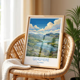 Grasmere Print, Lake District Wall Art with Border, Cumbria Poster, England Travel Print, Grasmere Gift Print