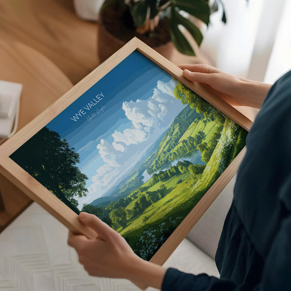 Wye Valley Landscape Travel Poster Wall Art, Wye Valley Travel Print, English Countryside Art Gift, Wall Art Print