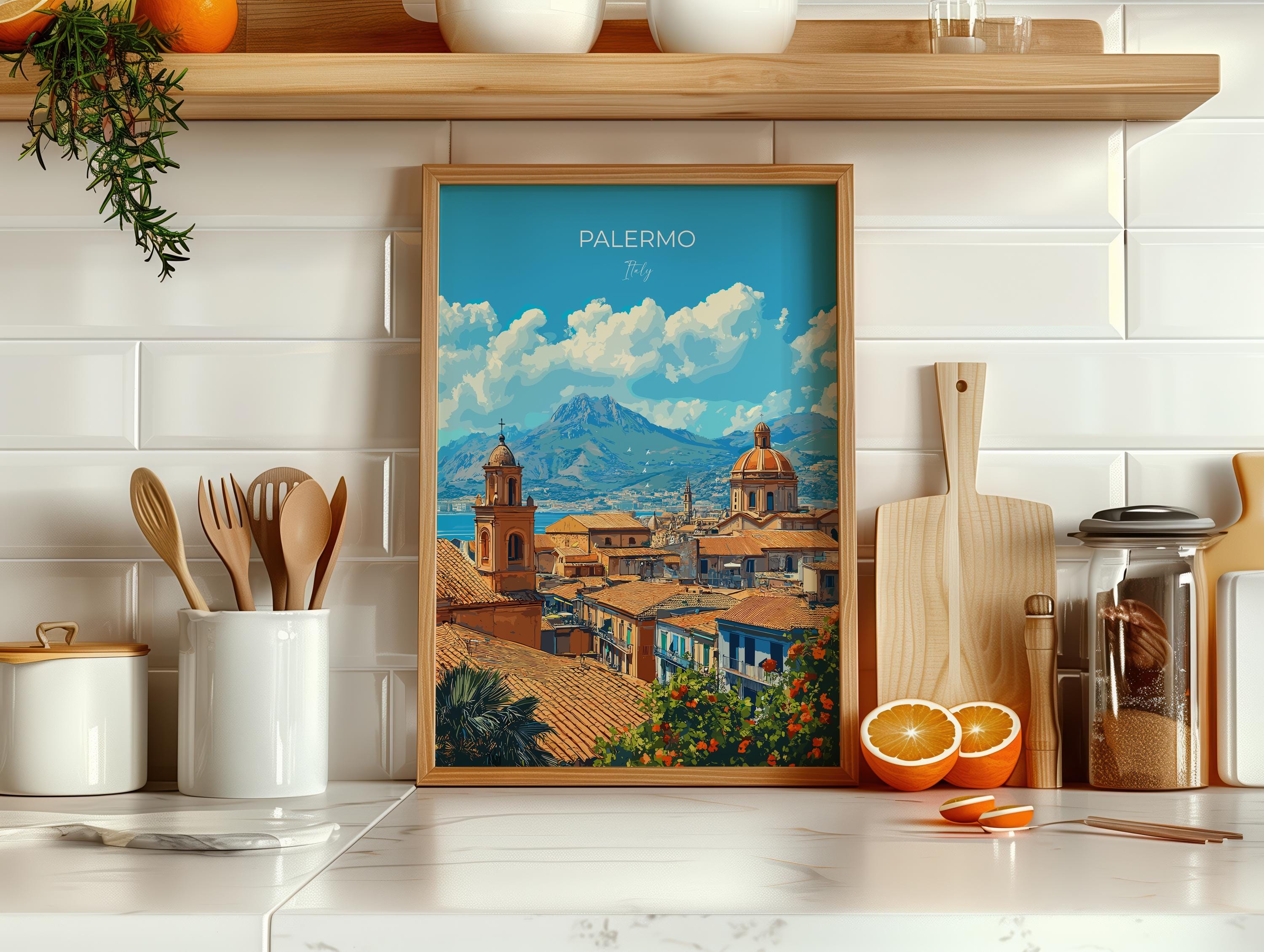 Palermo Poster, Travel Print of Palermo, Italy Poster, PalermoGift, Sicily Coast Art, Italy Art Travel Gift NQ Media Designs