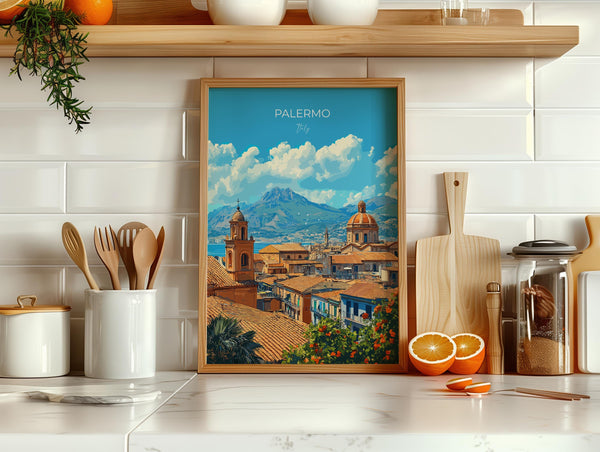 Palermo Poster, Travel Print of Palermo, Italy Poster, PalermoGift, Sicily Coast Art, Italy Art Travel Gift