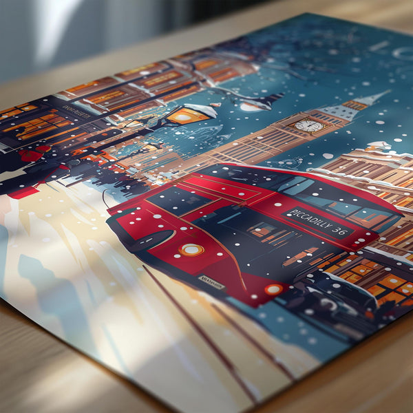 London at Christmas Travel Print | Festive London Wall Art | Christmas Gift