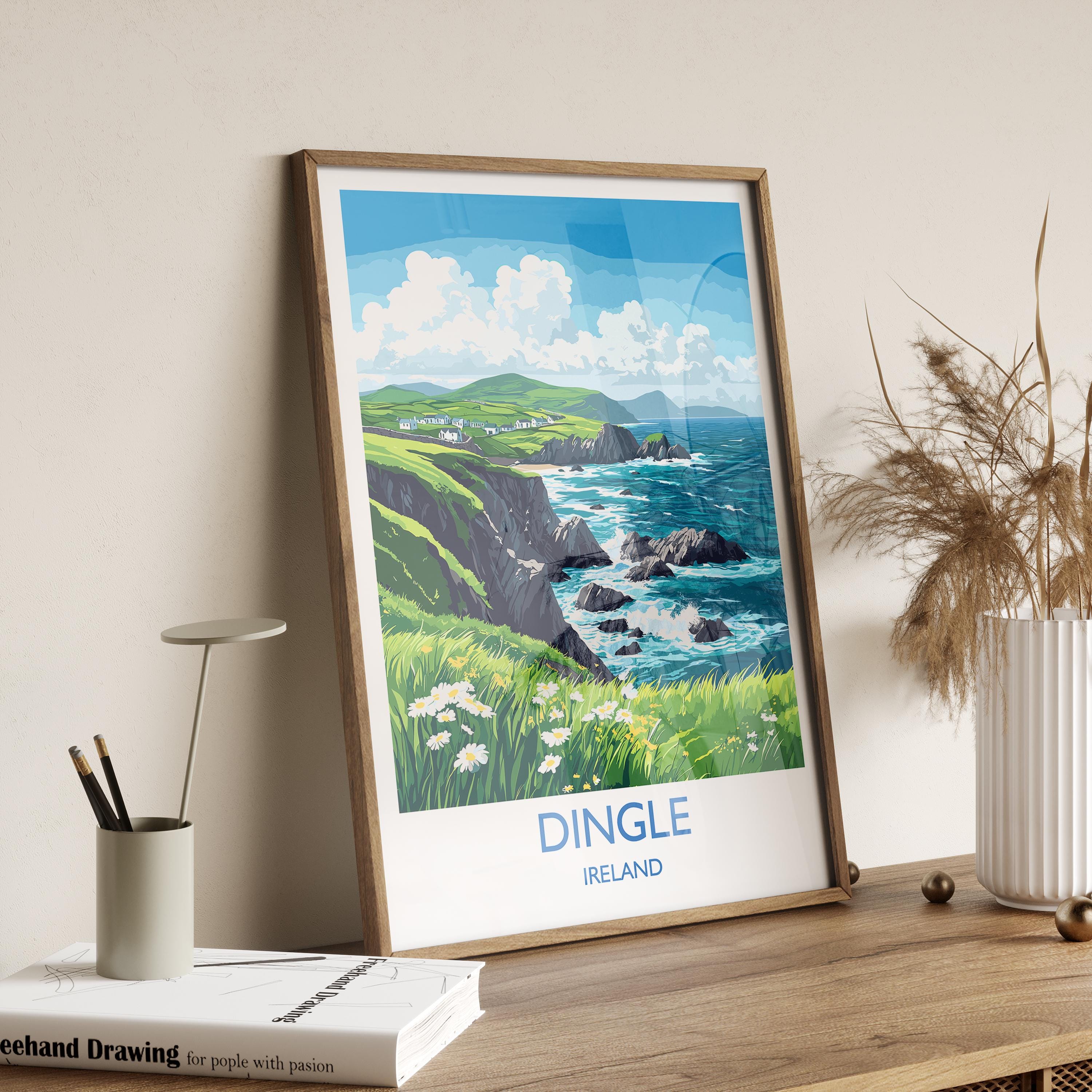 Dingle Poster, Travel Print of Dingle, County Kerry, Ireland Coast, Travel Wall Art Gift NQ Media Designs