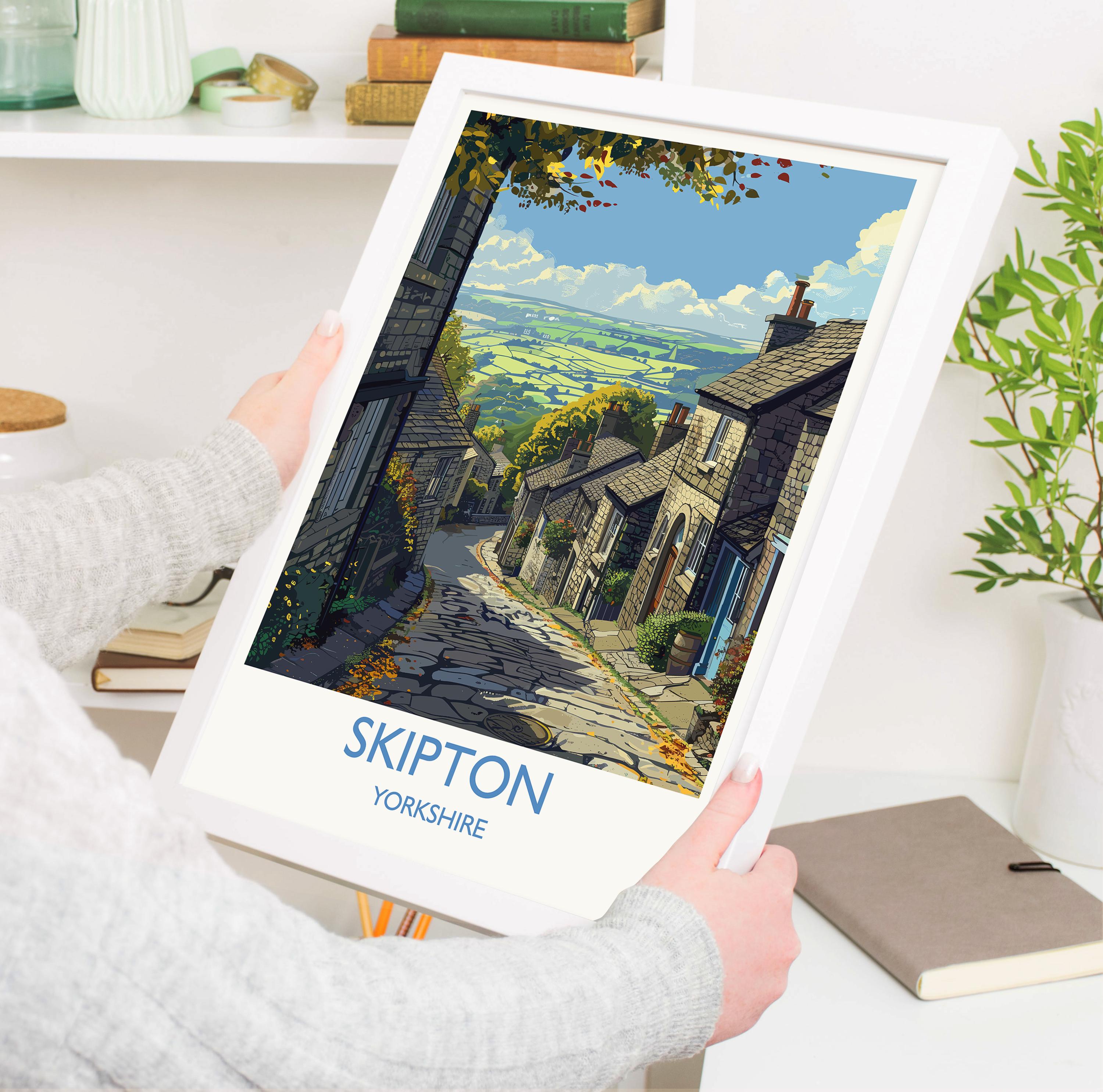 Skipton Travel Print Wall Art, Travel Poster of Skipton, Skipton Art Print, North Yorkshire Wall Print, Yorkshire Art Lovers Gift NQ Media Designs