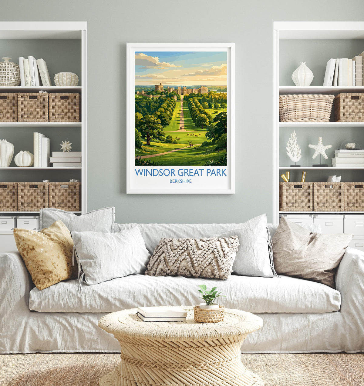 Windsor Great Park Print, Long Walk Wall Art with Border, Windsor Castle Poster, Berkshire Travel Print, Windsor Gift Print