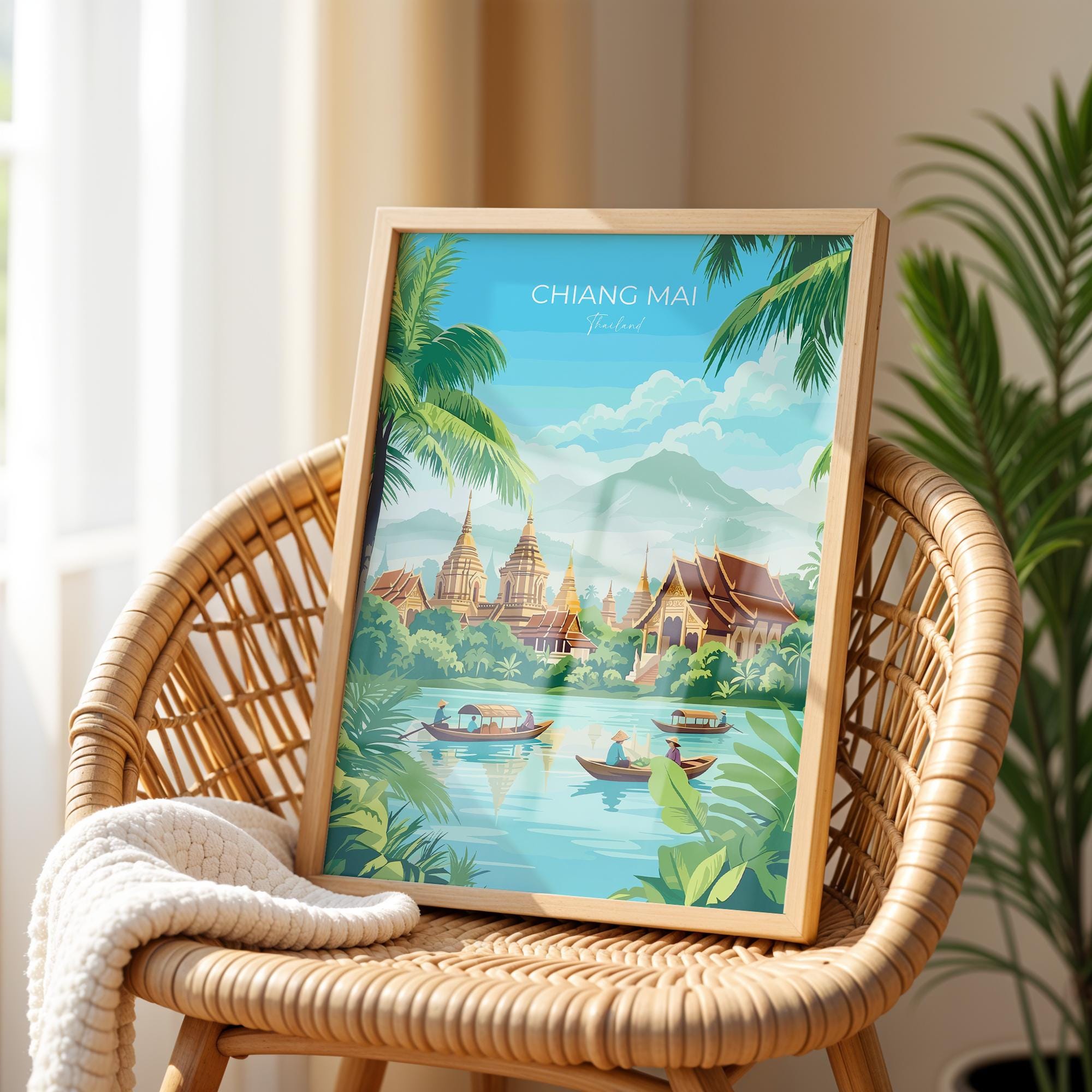 Chiang Mai Travel Poster, Travel Print of Chiang Mai, Thailand, Chiang Mai Art Lovers Gift, Wall Art Print