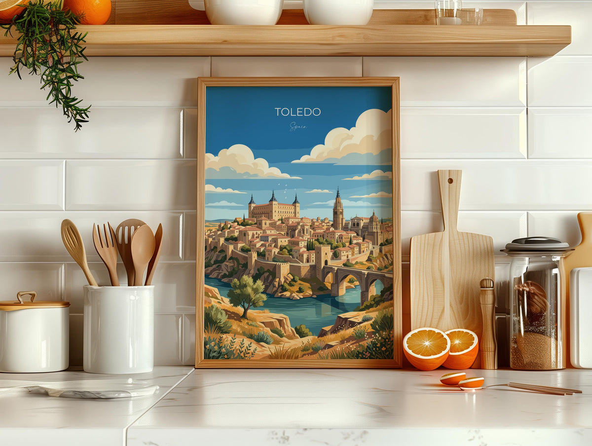 Toledo Spain Poster, Toledo Cathedral Wall Art, Alcazar Print, Spain Travel Poster, Toledo Gift