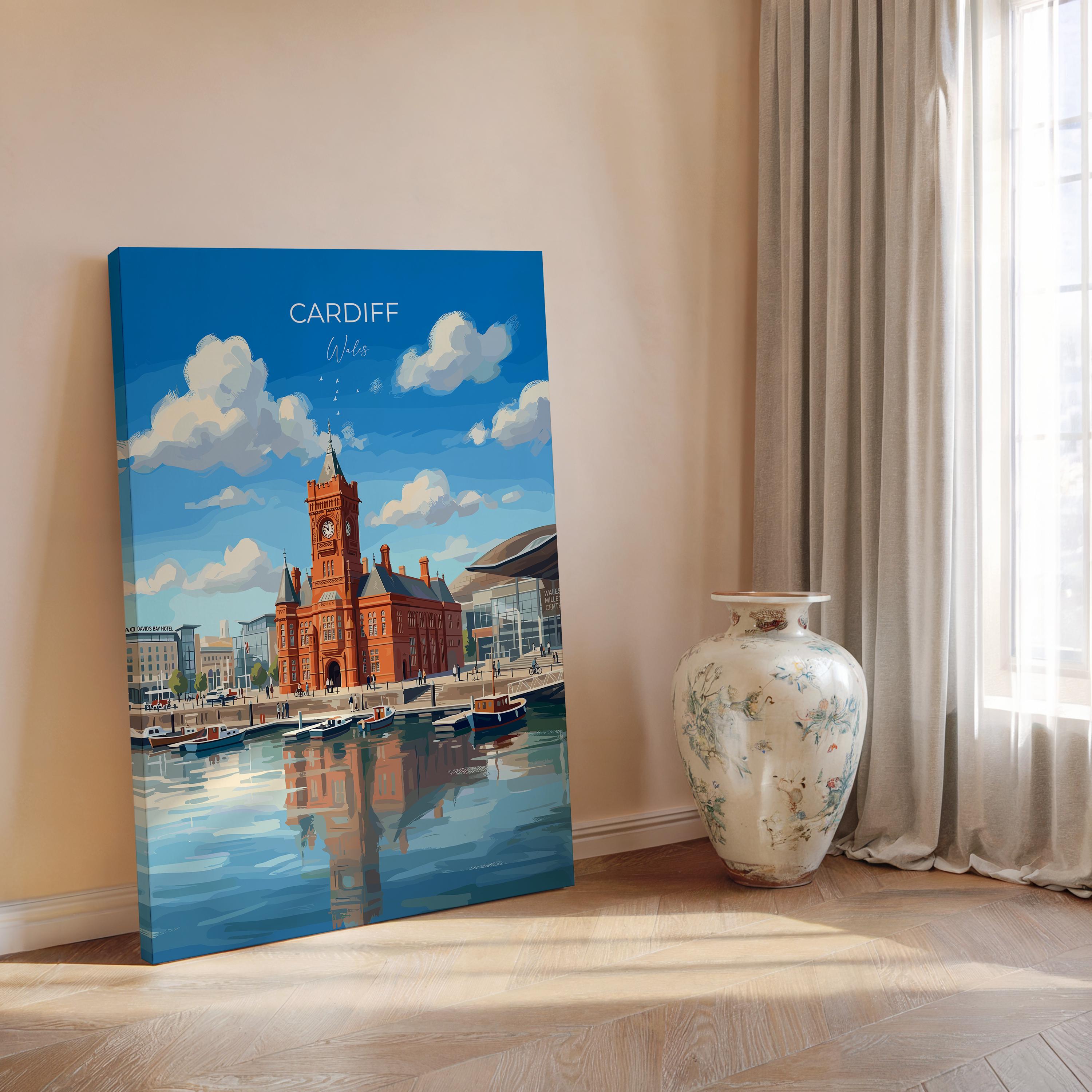 Cardiff Pierhead Building Travel Print, Cardiff Bay Wall Art, Welsh Landmark Poster, Historic Red Brick Architecture, UK City Decor