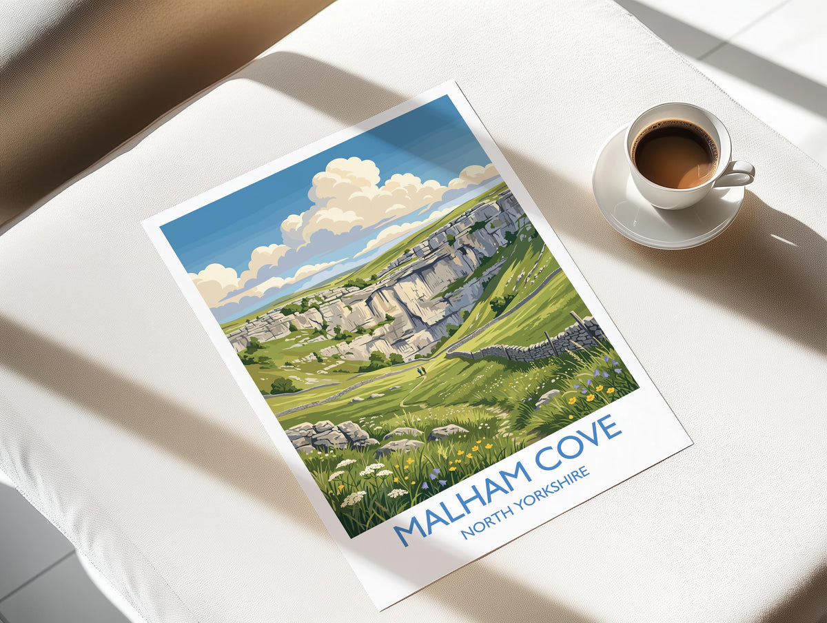 Malham Cove Travel Print | Limestone Pavement, Yorkshire Wall Art
