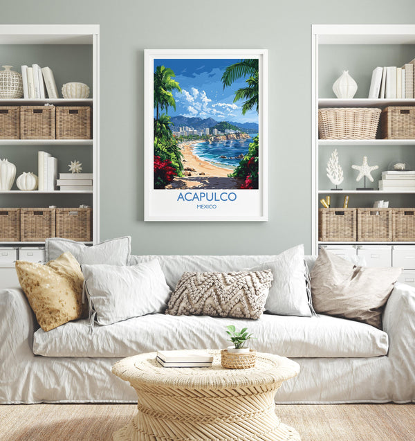 Acapulco Travel Print Wall Art, Poster of Acapulco, Mexico Coast Art Gift, Mexico Cities Art,
