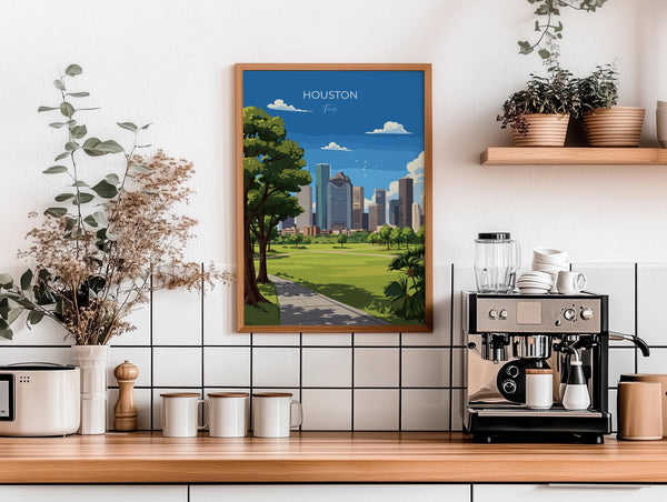 Houston Travel Poster Wall Art Print, Travel Print of Houston, Texas, US City Art Lovers Gift, USA Gift,