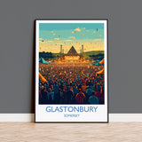 Glastonbury Travel Print, Travel Poster of Glastonbury, Somerset, England, Glastonbury Art, Festival Art Gift, Somerset Wall Art Print NQ Media Designs