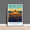 Glastonbury Travel Print, Travel Poster of Glastonbury, Somerset, England, Glastonbury Art, Festival Art Gift, Somerset Wall Art Print