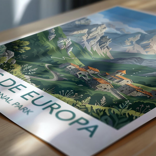 Picos De Europa National Park Travel Print Wall ArtTravel Poster of Picos De Europa, Spain Art Lovers Gift, Wall Art Print