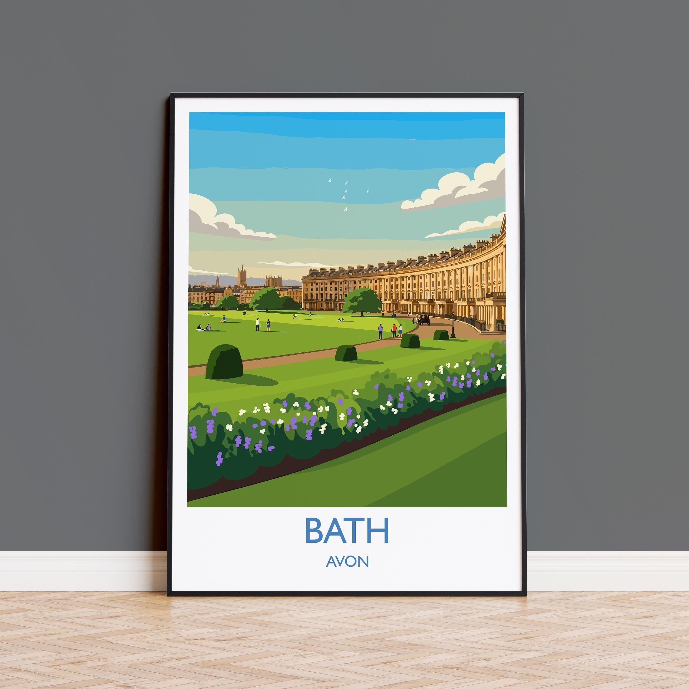 Bath Travel Print, Travel Poster of Bath, England, Cotswolds Art, Bath Gift, Avon Wall Art Print NQ Media Designs