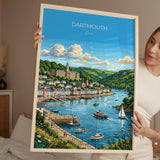 Dartmouth Poster, Devon Wall Art, River Dart Print, Britannia Royal Naval College Poster, South Devon Coastal Travel Print, Dartmouth Gift