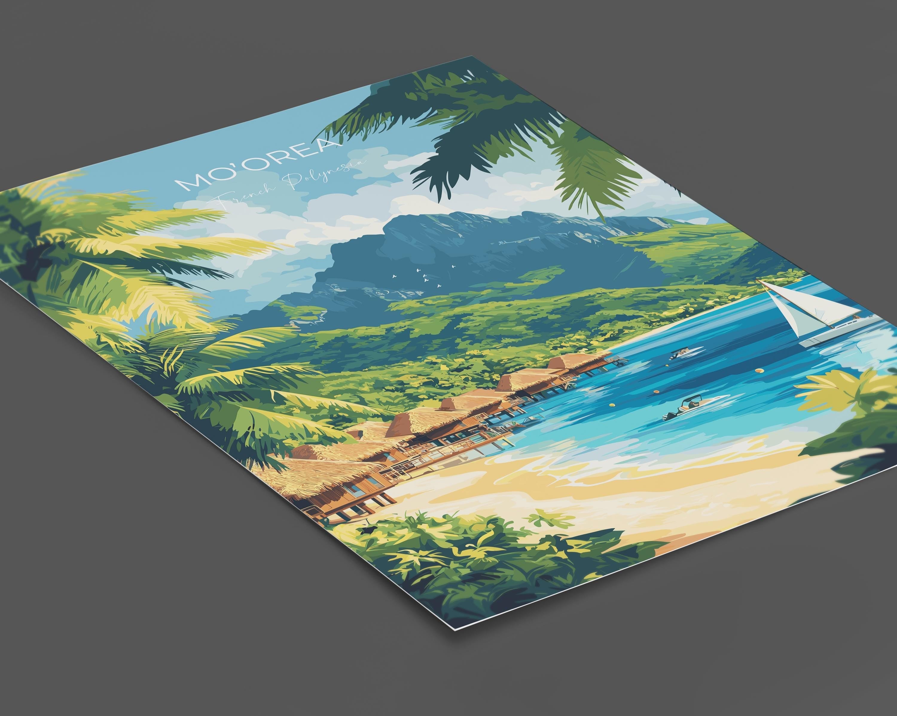 Mo'orea Travel Print Wall Art, Travel Poster of Mo'orea, French Polynesia, South Pacific Islands Art Lovers Gift NQ Media Designs