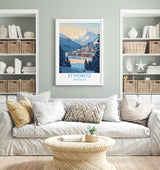 St Moritz Wall Art Travel Poster, Travel Print of St Moritz, Ski Poster, Switzerland Alps Art Travel Lovers Gift NQ Media Designs