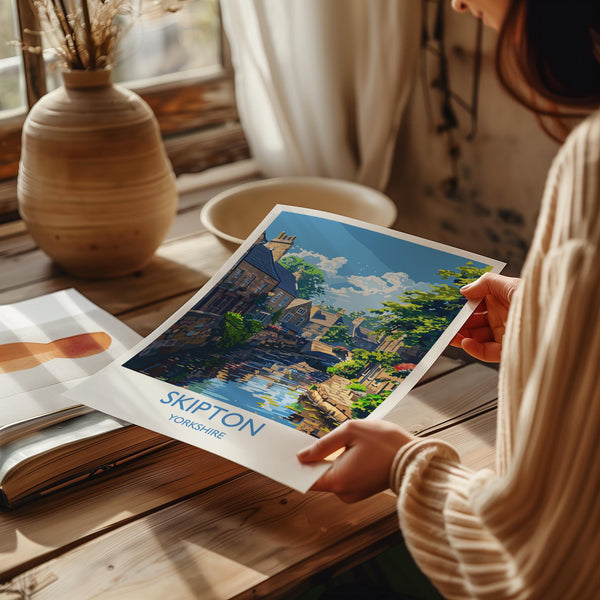 Skipton Travel Print Wall Art, Travel Poster of Skipton, Skipton Art Print, North Yorkshire Wall Print, Yorkshire Art Lovers Gift