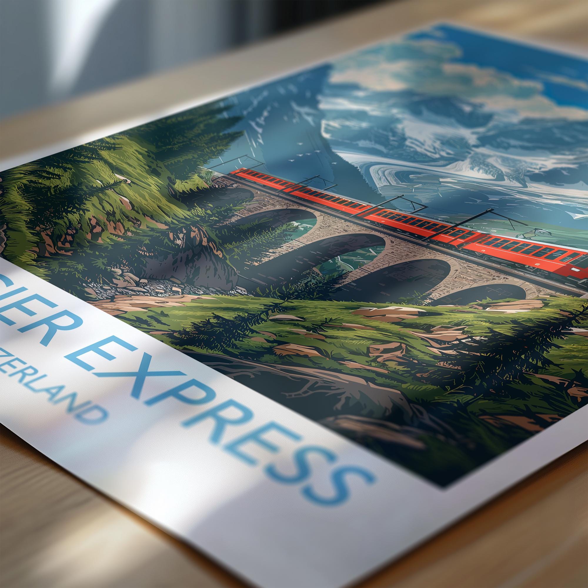 Glacier Express Wall Art Travel Poster, Travel Print of Glacier Express, Switzerland Alps Art Travel Lovers Gift NQ Media Designs